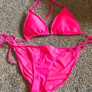 Pink bikini top and bottom